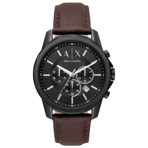  Shop Authentic Armani Exchange Outerbanks Chronograph Black Dial Brown Leather Strap Watch For Men - AX1732 - Luxxuri
