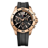  Shop Authentic Tommy Hilfiger Sport Multifunction Black Dial Black Rubber Strap Watch for Men - 1791145 - Luxxuri