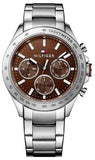  Shop Authentic Tommy Hilfiger Hudson Chronograph Quartz Brown Dial Silver Steel Strap Watch For Men - 1791229 - Luxxuri