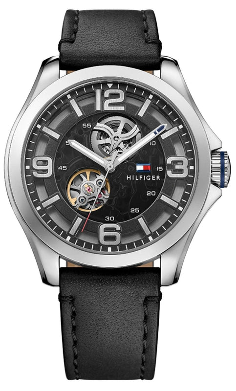  Shop Authentic Tommy Hilfiger Bruce Analog Black Dial Black Leather Strap Watch for Men - 1791279 - Luxxuri