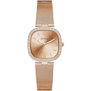  Shop Authentic Guess Tapestry Diamonds Rose Gold Dial Rose Gold Mesh Bracelet Watch for Women - GW0354L3 - Luxxuri