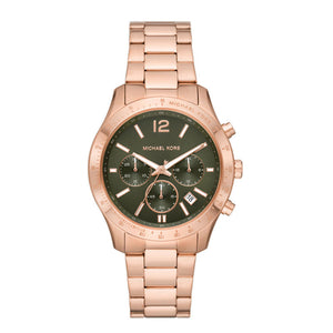  Shop Authentic Michael Kors Berkley Chronograph Green Dial Rose Gold Steel Strap Watch For Women - MK7412 - Luxxuri