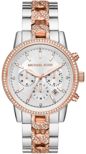 Shop Authentic Michael Kors Ritz Chronograph Silver Dial Two Tone Steel Strap Watch For Women - MK6938 - Luxxuri