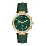  Shop Authentic Michael Kors Parker Chronograph Green Dial Green Leather Strap Watch For Women - MK6985 - Luxxuri