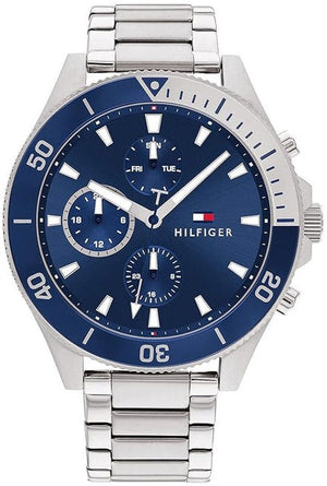  Shop Authentic Tommy Hilfiger Larson Chronograph Blue Dial Silver Steel Strap Watch For Men - 1791917 - Luxxuri