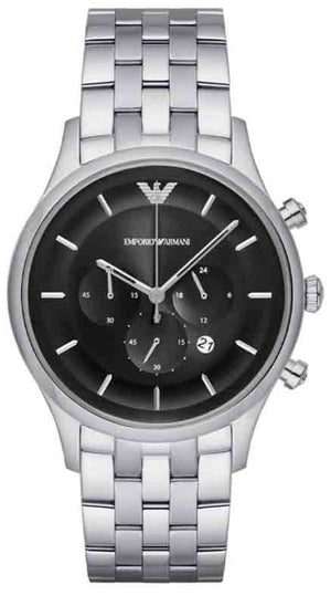  Shop Authentic Emporio Armani Chronograph Black Dial Silver Steel Strap Watch For Men - AR11017 - Luxxuri