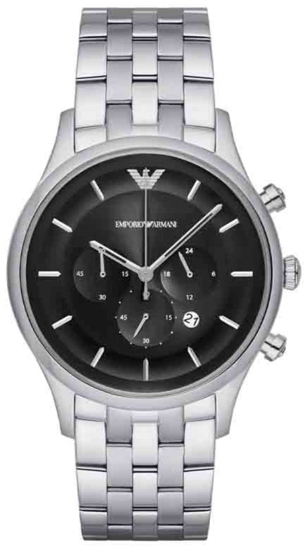  Shop Authentic Emporio Armani Chronograph Black Dial Silver Steel Strap Watch For Men - AR11017 - Luxxuri