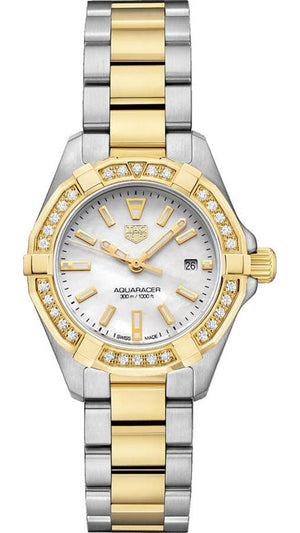  Shop Authentic Tag Heuer Aquaracer Diamonds Mother of Pearl Dial Two Tone Steel Strap Watch for Women - WBD1421.BB0321 - Luxxuri