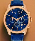  Shop Authentic Armani Exchange Banks Chronograph Blue Dial Blue Leather Strap Watch For Men - AX1723 - Luxxuri