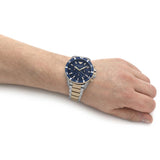  Shop Authentic Emporio Armani Mario Chronograph Blue Dial Two Tone Steel Strap Watch For Men - AR11362 - Luxxuri