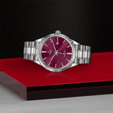  Shop Authentic Tudor Style Automatic Burgundy Red Dial Silver Steel Strap Watch for Men - M12710-0015 - Luxxuri