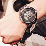  Shop Authentic Fossil Grant Automatic Skeleton Black Dial Brown Leather Strap Watch for Men - ME3095 - Luxxuri