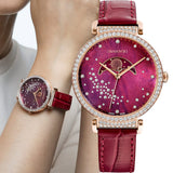  Shop Authentic Swarovski Passage Moon Phase Red Dial Red Leather Strap Watch for Women - 5613323 - Luxxuri
