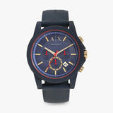  Shop Authentic Armani Exchange Outerbanks Chronograph Blue Dial Blue Silicone Strap Watch For Men - AX1335 - Luxxuri