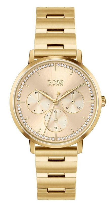 Shop Authentic Hugo Boss Prima Gold Dial Gold Steel Strap Watch for Women - 1502572 - Luxxuri