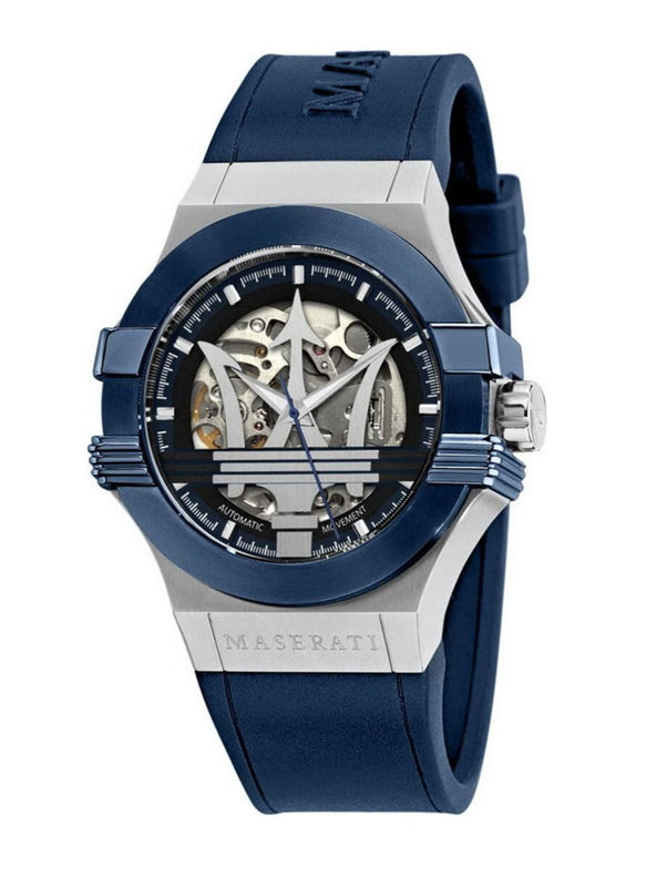  Shop Authentic Maserati Potenza 42mm Blue Dial Automatic Silicone Strap Watch For Men - R8821108028 - Luxxuri