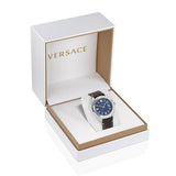  Shop Authentic Versace Greca Time Quartz Blue Dial Brown Leather Strap Watch For Men - VE3K00122 - Luxxuri