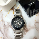  Shop Authentic Hugo Boss Supernova Chronograph Black Dial Silver Steel Strap Watch for Men - 1513359 - Luxxuri