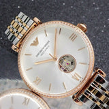  Shop Authentic Emporio Armani Gianni T-Bar Analog White Dial Two Tone Steel Strap Watch For Women - AR60019 - Luxxuri