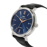  Shop Authentic IWC Portofino Automatic Blue Dial Black Leather Strap Watch for Men - IW356523 - Luxxuri