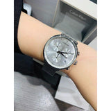  Shop Authentic Calvin Klein High Noon Silver Dial Silver Mesh Bracelet Watch for Men - K8M27126 - Luxxuri