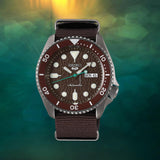  Shop Authentic Seiko 5 Sport Automatic Brown Dial Brown Nylon Strap Watch For Men - SRPD85K1 - Luxxuri