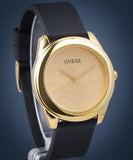  Shop Authentic Guess Cubed Analog Gold Dial Black Silicone Strap Watch For Women - GW0665L1 - Luxxuri