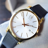  Shop Authentic Calvin Klein City Mother of Pearl White Dial Black Leather Strap Watch for Men - K2G2G5C6 - Luxxuri