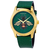  Shop Authentic Gucci G Timeless Bee Green Dial Green Leather Strap Watch For Women - YA1264065 - Luxxuri