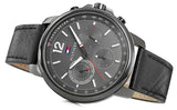  Shop Authentic Tommy Hilfiger London Chronograph Grey Dial Black Leather Strap Watch for Men - 1791533 - Luxxuri