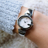  Shop Authentic Gucci Guccissima Diamonds Mother of Pearl Dial Silver Steel Strap Watch For Women - YA134504 - Luxxuri