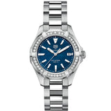  Shop Authentic Tag Heuer Aquaracer Quartz Diamonds Blue Dial Silver Steel Strap Watch for Women - WAY131N.BA0748 - Luxxuri