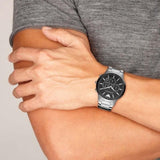  Shop Authentic Emporio Armani Sportivo Chronograph Black Dial Silver Steel Strap Watch For Men - AR2460 - Luxxuri