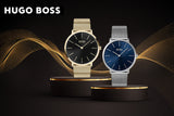  Shop Authentic Hugo Boss Horizon Quartz Black Dial Gold Mesh Bracelet Watch For Men - 1513735 - Luxxuri