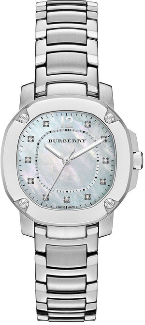  Shop Authentic Burberry The Britain Diamonds Mother of Pearl Dial Silver Steel Strap Watch for Women - BBY1804 - Luxxuri