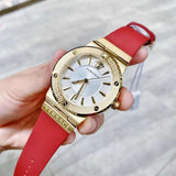  Shop Authentic Versace Greca Silver Dial Red Leather Strap Watch for Women - VEVH00420 - Luxxuri