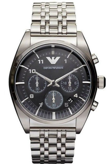  Shop Authentic Emporio Armani Franco Black Dial Silver Steel Strap Watch For Men - AR0373 - Luxxuri