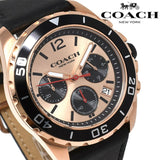 Coach Kent Chronograph Rose Gold Dial Black Leather Strap Watch for Men - 14602559