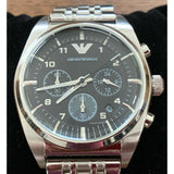  Shop Authentic Emporio Armani Franco Black Dial Silver Steel Strap Watch For Men - AR0373 - Luxxuri