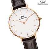  Shop Authentic Daniel Wellington Classic Petite York White Dial Brown Leather Strap Watch For Women - DW00100232 - Luxxuri