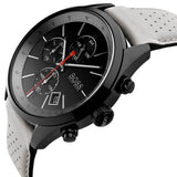  Shop Authentic Hugo Boss Grand Prix Chronograph Black Dial Grey Leather Strap Watch for Men - 1513562 - Luxxuri