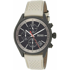  Shop Authentic Hugo Boss Grand Prix Chronograph Black Dial Grey Leather Strap Watch for Men - 1513562 - Luxxuri