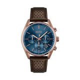  Shop Authentic Hugo Boss Champion Blue Dial Brown Leather Strap Watch for Men - 1513817 - Luxxuri