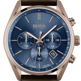  Shop Authentic Hugo Boss Champion Blue Dial Brown Leather Strap Watch for Men - 1513817 - Luxxuri