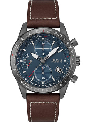  Shop Authentic Hugo Boss Pilot Edition Blue Dial Brown Leather Strap Watch for Men - 1513852 - Luxxuri