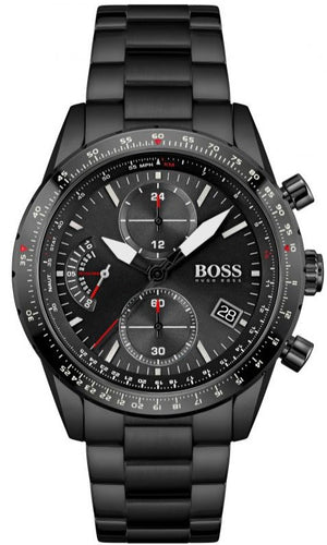  Shop Authentic Hugo Boss Pilot Edition Chronograph Black Dial Black Steel Strap Watch for Men - 1513854 - Luxxuri