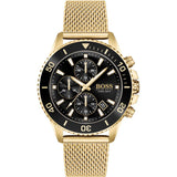 Shop Authentic Hugo Boss Admiral Chronograph Black Dial Gold Mesh Bracelet Watch for Men - 1513906 - Luxxuri