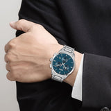  Shop Authentic Hugo Boss Dapper Chronograph Blue Dial Silver Steel Strap Watch For Men - 1513927 - Luxxuri