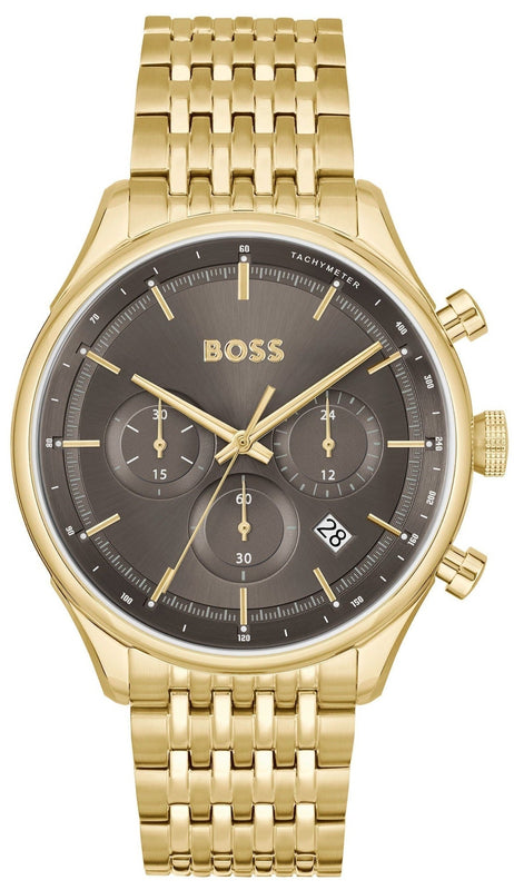  Shop Authentic Hugo Boss Gregor Chronograph Brown Dial Gold Steel Strap Watch For Men - 1514051 - Luxxuri