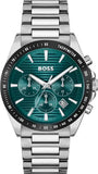 Hugo Boss Strike Chronograph Green Dial Silver Steel Strap Watch for Men - 1514241